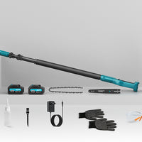Mini-Motosega 4 in 1 con 2 Batterie, Forbici e Asta Telescopica