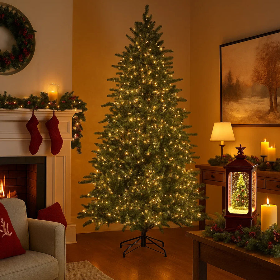 Albero di Natale 210 cm con Luci LED + Borsa Salvaspazio